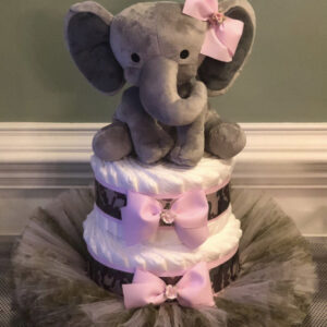 Elephant Diaper Cake with TuTu
