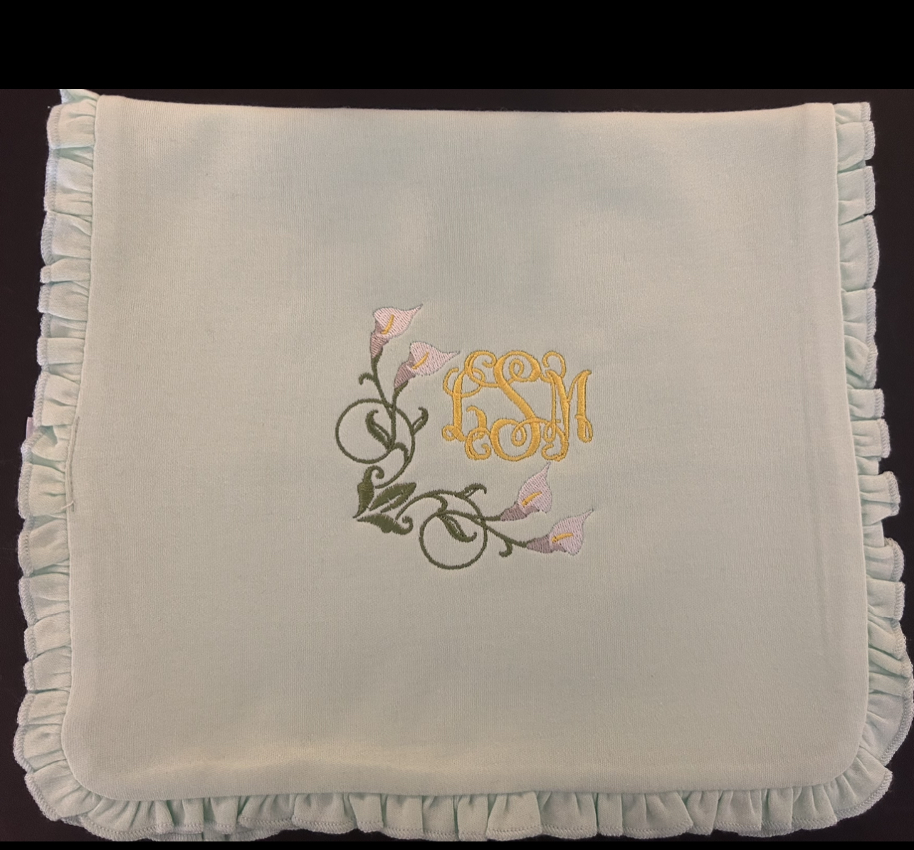 Embroidered Calla Lily Bib and Burp Cloth Set - Image 2