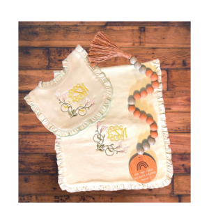 Embroidered Calla Lily Bib and Burp Cloth Set