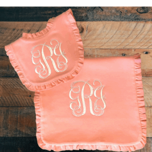 Ruffled Bib and Burp Cloth