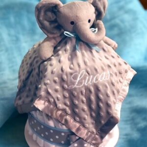 Elephant Diaper Cake with Lovey
