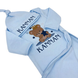 Embroidered Teddy Bear Baby Gown