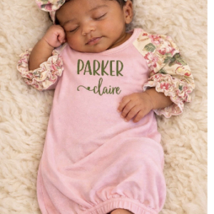 Pink Floral Baby Gown