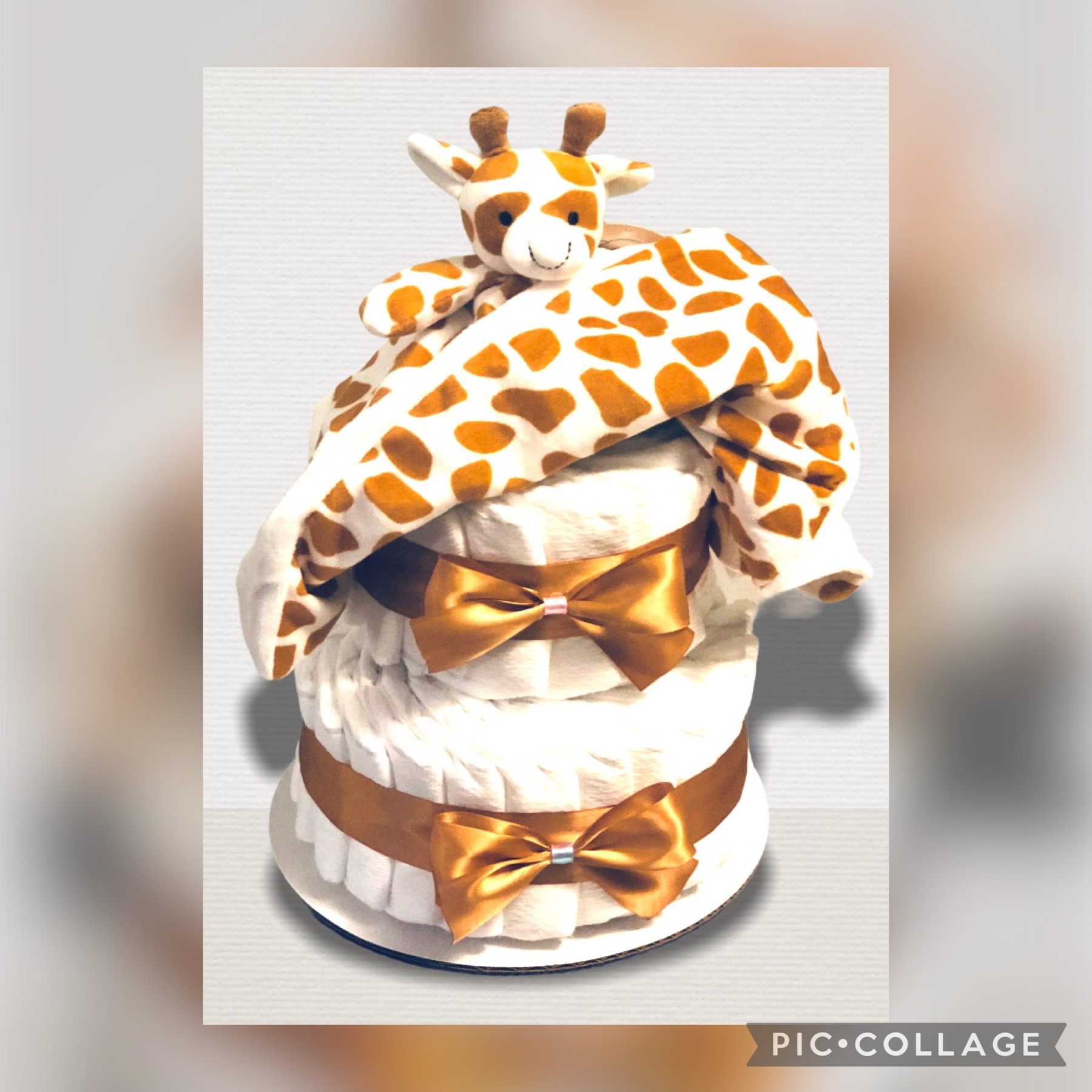 Giraffe Diaper Cake with Lovey - Image 4