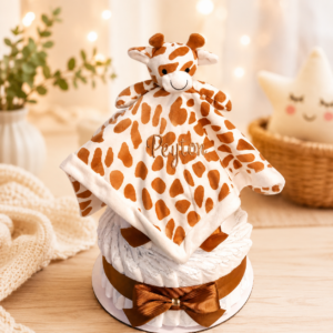 Giraffe Diaper Cake with Lovey