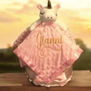 Unicorn Diaper Cake with Lovey